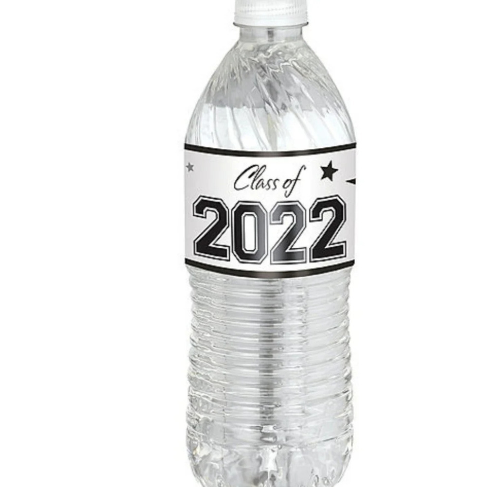 2022 Graduation Water Bottle Labels  Black & White 24ct